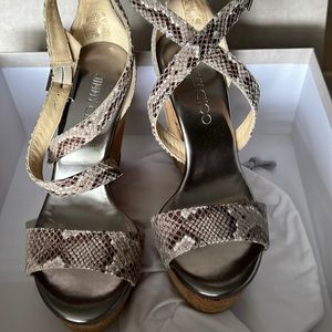 Sexy Wedge platform sandal snake print leather